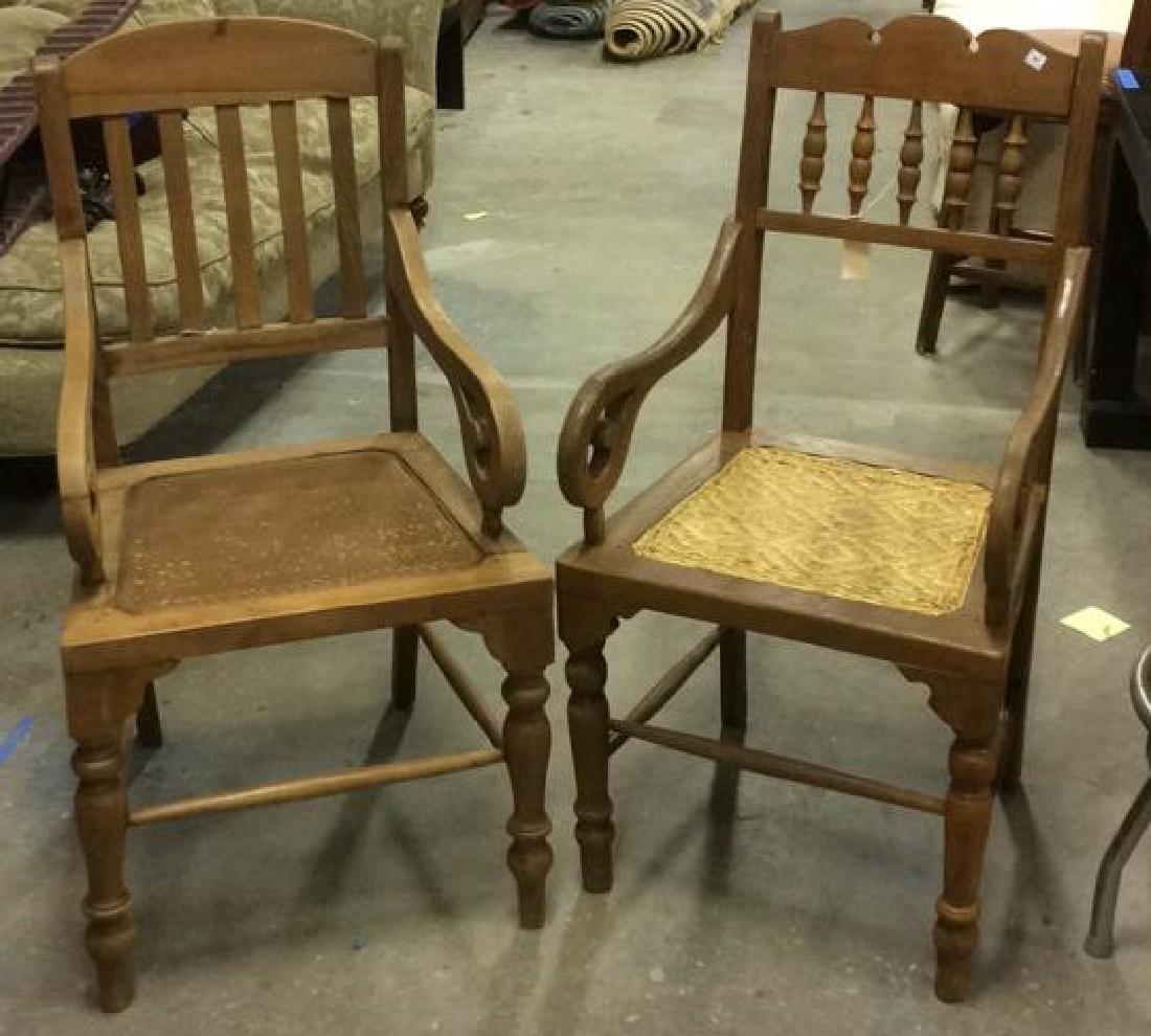 2 Scroll Arm Wood Chairs On left hand made wood chair (1 of 10)
