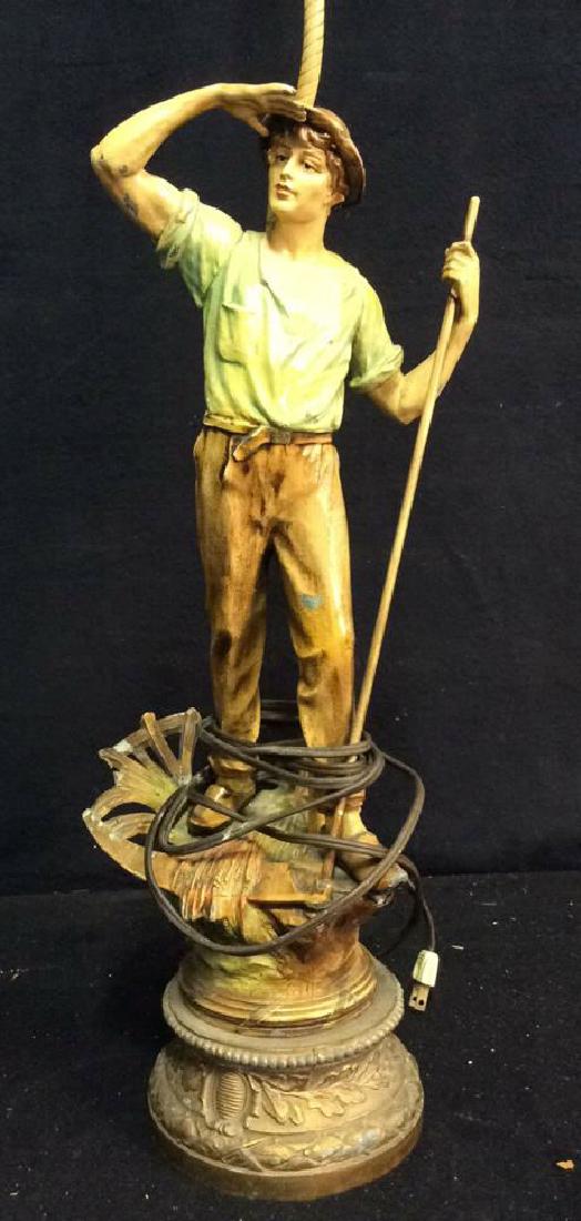 Antique Painted Metal Figural Lamp Painted metal figure (1 of 10)