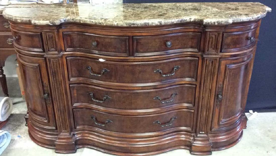 Marble Topped Serpentine Mahogany Buffet (1 of 10)