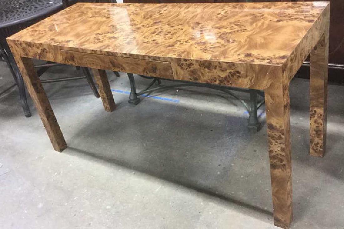 Burl Wood Veneer Parsons Table Desk (1 of 10)