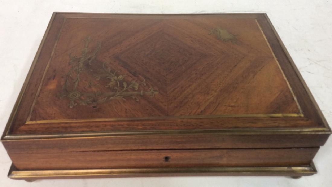 Antique Wood Box Brass Trim Design Antique Walnut Box (1 of 10)