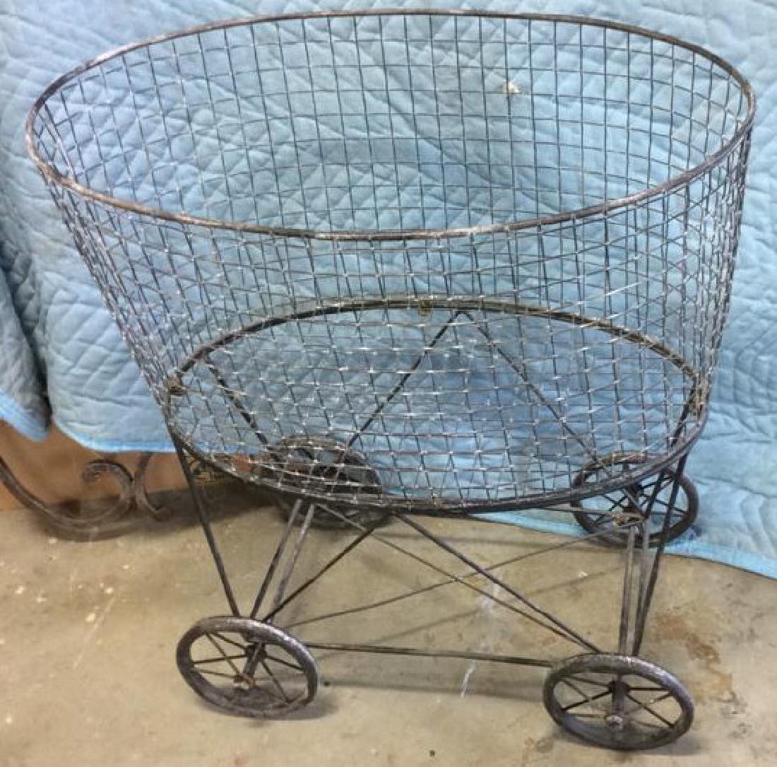 Vintage Wire Metal Basket on Wheels Vintage possibly (1 of 9)