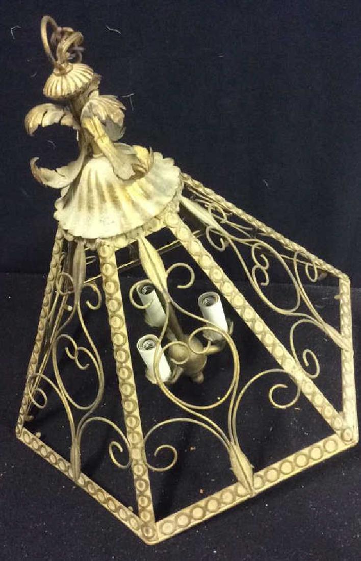 Vintage Gilded Metal Hexagonal Chandelier Chandelier, (1 of 8)