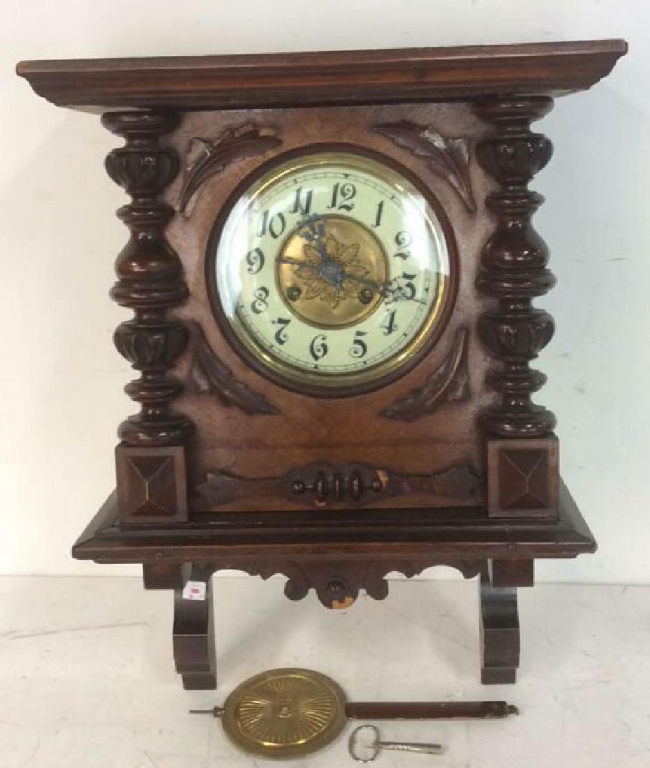 Antique Carved Wall Clock Intricately carved pilasters (1 of 10)