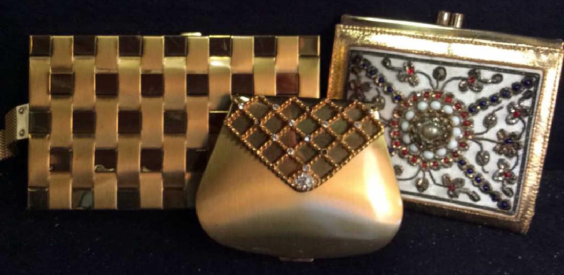 3 Vintage Gold Toned Purses Compacts Gold Compact (1 of 10)