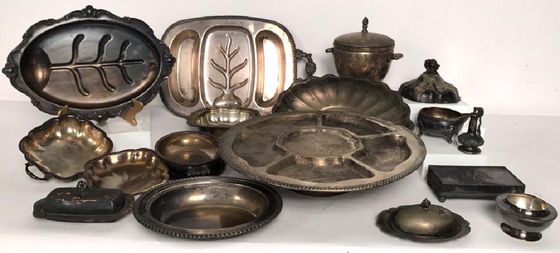 Group Lot 15+ Silver Plate Serving Articles Well aged (1 of 6)