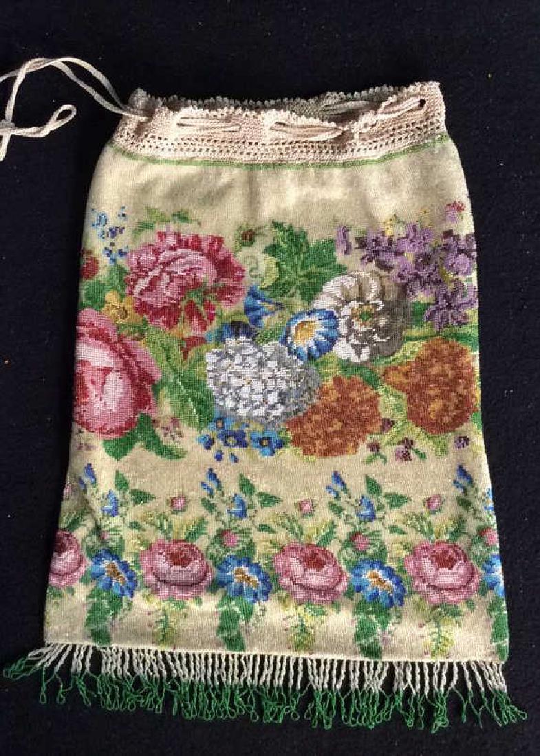 Vintage Hand Beaded Fringed Purse Soft purse, pocket (1 of 10)