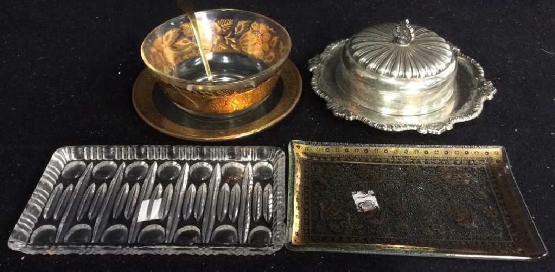 Vintage gold glass silver plate Group Lot table top (1 of 8)