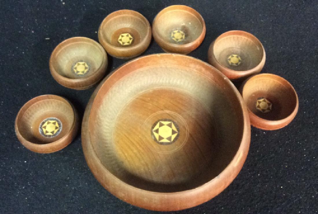 Vintage Hand Craft Inlaid Bowl w 6 Serving Bowls (1 of 9)