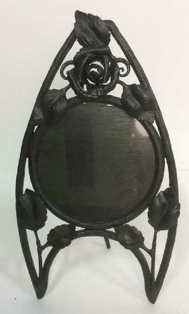 Antique Black Iron Rose Form Frame Arched Black Iron (1 of 6)