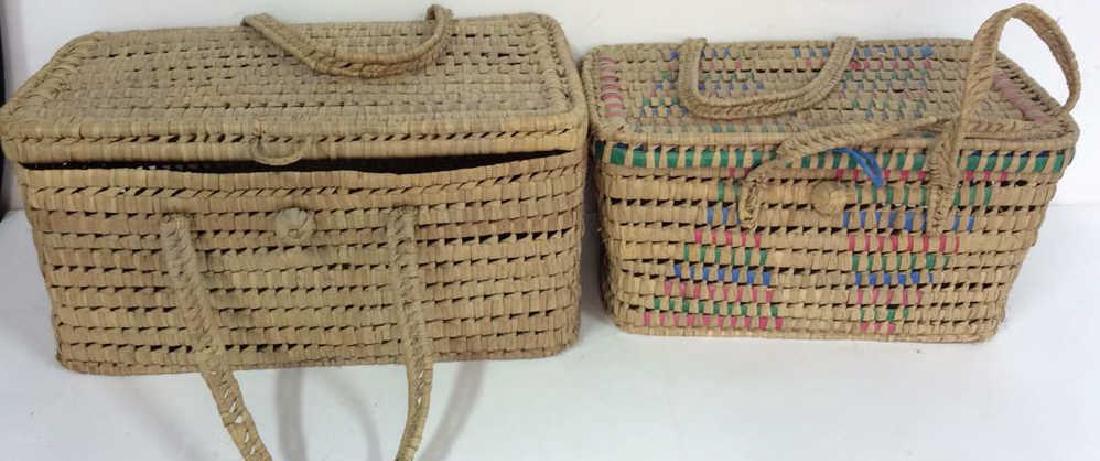 2 Hand made Nesting Carry Baskets Larger basket hand (1 of 8)