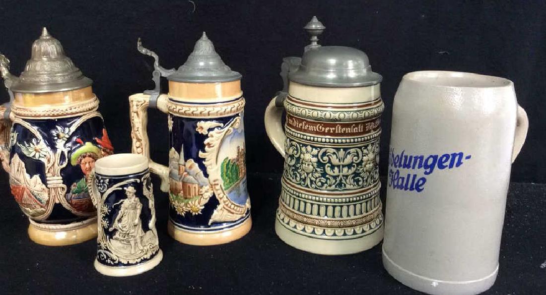 3 Pewter Lidded Bier Steins, 3 mugs (1 of 9)