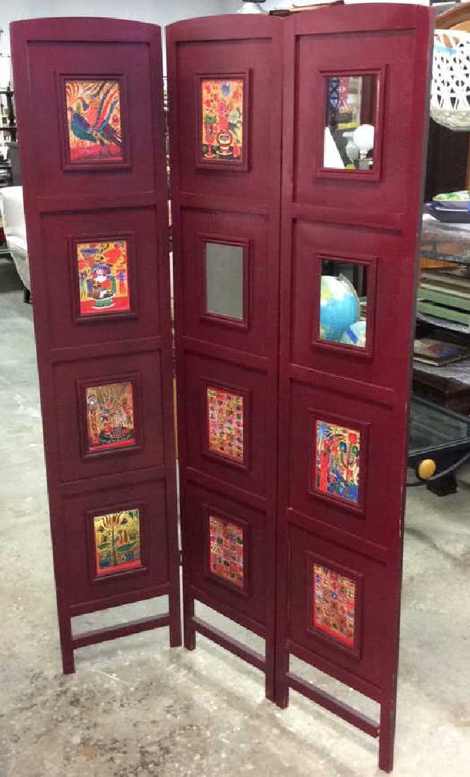 Painted 3 Panel Wood Folding Screen (1 of 7)