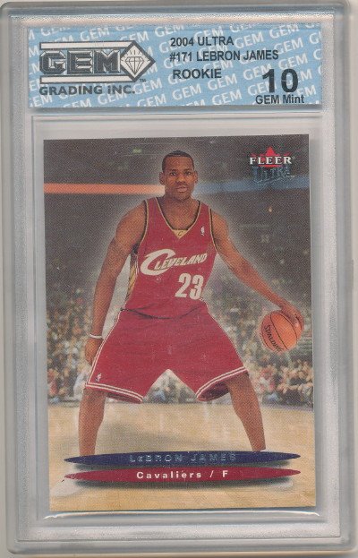 2004 Ultra Lebron James Rookie GEM Elite 10: A pristine example of this Rookie Card graded by GEM ELITE Grading Company, one of the leading grader in the sports card industry. This is THE highest grade GEM ELITE gives their sports cards.
