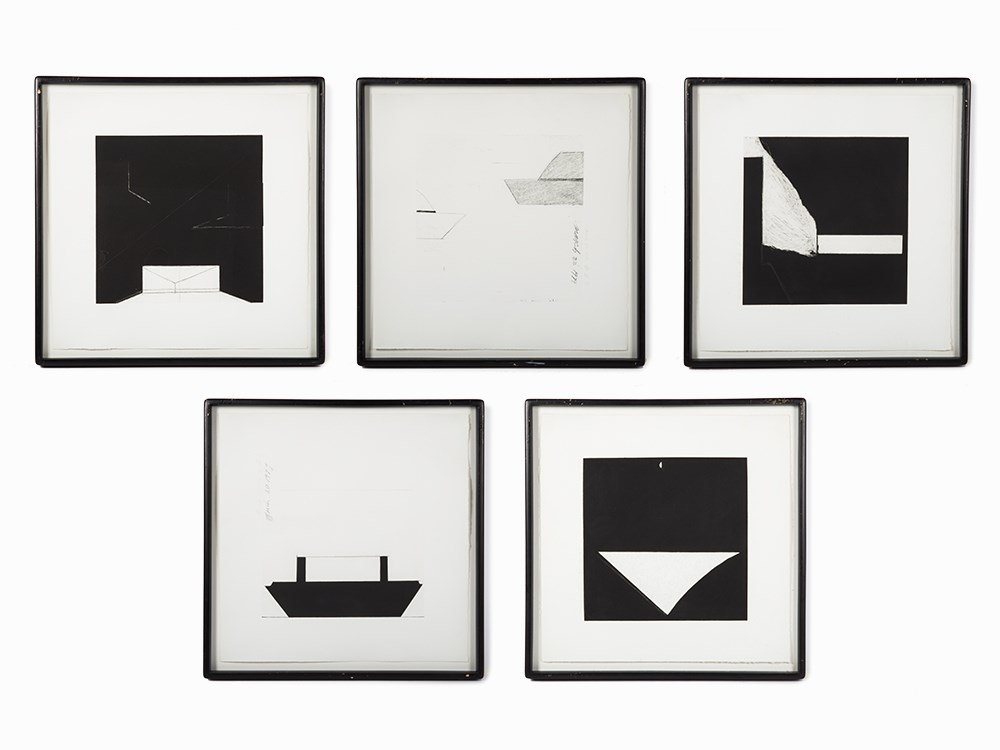 Donald Sultan, Water Under the Bridge, set of 5: Donald Sultan (AMERICAN, 1951) Water Under the Bridge 5 Set of 5 aquatints on wove paper 1979 Signed and dated in pencil, margins Numbered 16/45 in pencil, margins Dimensions: 18 x 18 inches (45 5/8 x