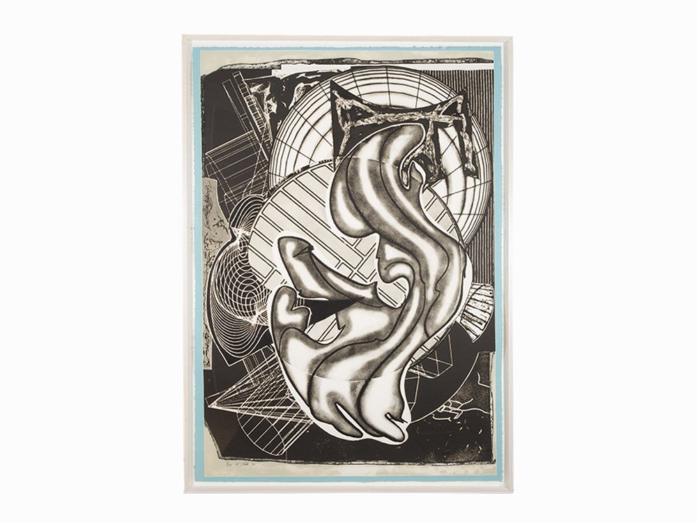 Frank Stella, Stubb and Flask Kill a Right Whale,: Frank Stella (AMERICAN, 1936) Stubb and Flask Kill a Right Whale Color etching and aquatint with carborundum and relief printing on TGL handmade 1991 Signed and dated in pencil, lower left Numbered 3/