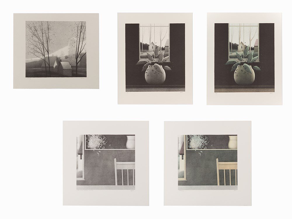 Robert Kipniss, Group of 5 Lithographs, USA, 20th C.: Group of 5 lithographs on wove paper USA, second half of 20th century Robert Kipniss (b. 1931) – American painter and printmaker Each signed in pencil lower right ‘Kipniss’ One inscribed and dat