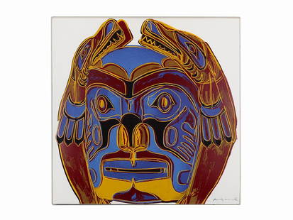 Andy Warhol, Color Screenprint, Northwest Coast Mask,: Color screenprint on Lenox Museum Board USA, 1986 Andy Warhol (1928-1987) – American Pop Artist ‘Northwest Coast Mask’ Signed in pencil lower right ‘Andy Warhol’ Numbered in pencil lower