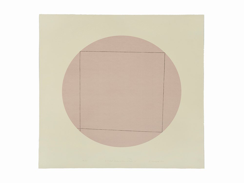 Robert Mangold, Screenprint, Distorted Square within a: Color screenprint on heavy wove paper USA, 1973 Robert Mangold (b. 1973) – American Minimalist artist ‘Distorted Square within a Circle 2’ Signed and dated in pencil lower right ‘R Mangold 197