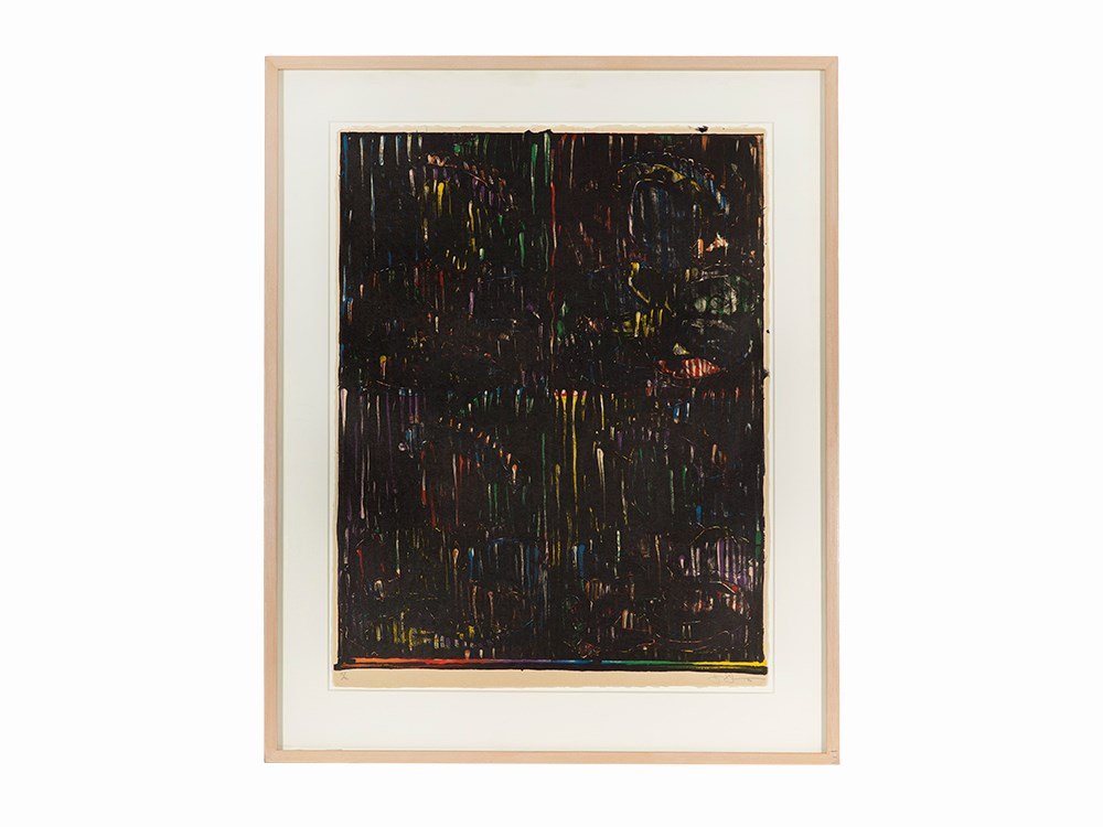 Jasper Johns, Color Lithograph, ‘After Holbein’, USA,: Color lithograph on Japan paper USA, 1994 Jasper Johns (b. 1930) – American painter associated with Pop Art and Neo-Dada ‘After Holbein’ Signed and dated in pencil lower right ‘Jasper Johns 94