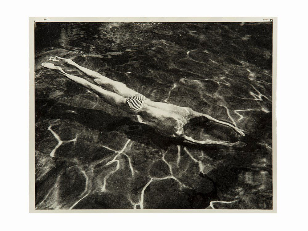 André Kertész, Gelatin Silver Print, ‘Underwater: Gelatin silver print France, 1917, printed later André Kertész (1894-1985) – French photographer ‘Underwater Swimmer, Esztergom, Hungary’ Artist’s stamp and numerous printing notes verso Tit