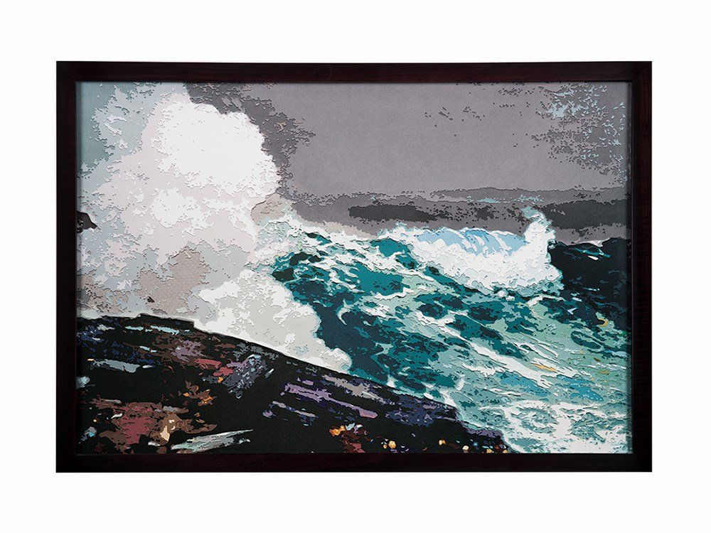 Vik Muniz, C-Print, ‘Northeaster, after Winslow Homer’,: Digital c-print USA, 2010 Vik Muniz (b. 1961) – Contemporary visual artist ‘Northeaster, after Winslow Homer (Pictures of Paper – Color)’ Signed and dated in ink on a label affixed to the reve