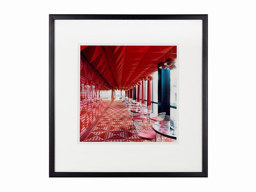Candida Höfer, Cibachrome, 'Spiegelkantine Hamburg: Cibachrome print on photo paper Germany, 2000 Candida Höfer (b. 1944) – German photographer known for architectural interiors ‘Spiegelkantine Hamburg III’ Signed in ink and numbered ‘94/100��
