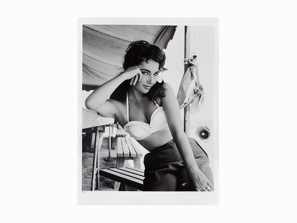 Frank Worth, Digital Silver Print, Elizabeth Taylor,: Digital gelatin silver print USA, 1955, printed later Frank Worth (1923-2000) – American celebrity photographer ‘Elizabeth Taylor Classic Portrait on Set of “Giant”’ Numbered in ink lower le
