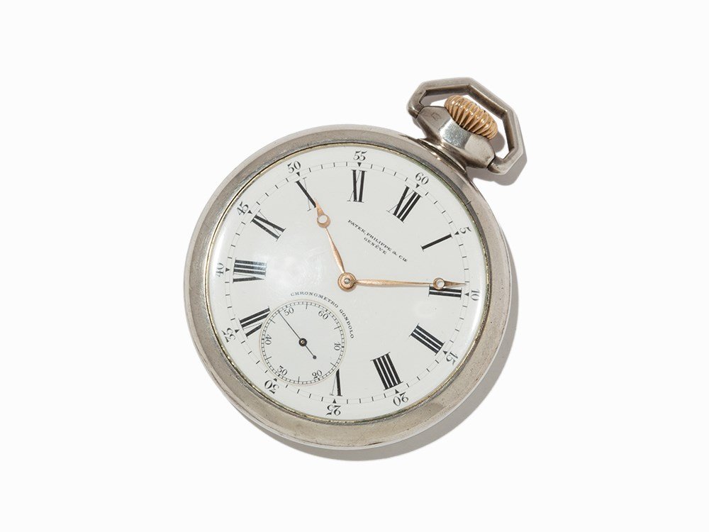 Patek Philippe Gondolo Pocket Watch, Switzerland,: Patek Philippe Gondolo Pocket Watch Switzerland, circa 1900 Manual movement, No. 142961; hour, minute, seconds White dial with black Roman numeral hour-markers and minute outer ring indices, seconds s