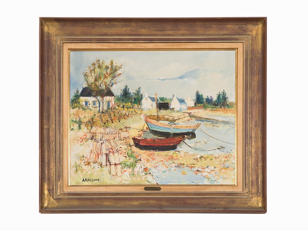 Yolande Ardissone: Port de Bretagne, Oil on Canvas, 19 5/8 x 24 1/8 inches, Inventory number 8255 verso, Signed â€˜ARDISSONEâ€™ lower left, Titled verso â€˜Port de Bretagneâ€™