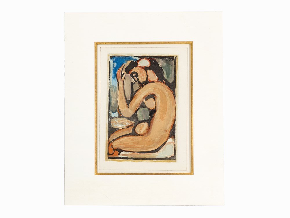 Georges Rouault, Color Aquatint, Nu de Profil, 1936: Color aquatint on Montval paper France, 1936 Georges Henri Rouault (1871-1958) – French artists associated with the Fauvists From the edition of 250 From Les Fleurs du Mal Printed by Lacourière, Pa