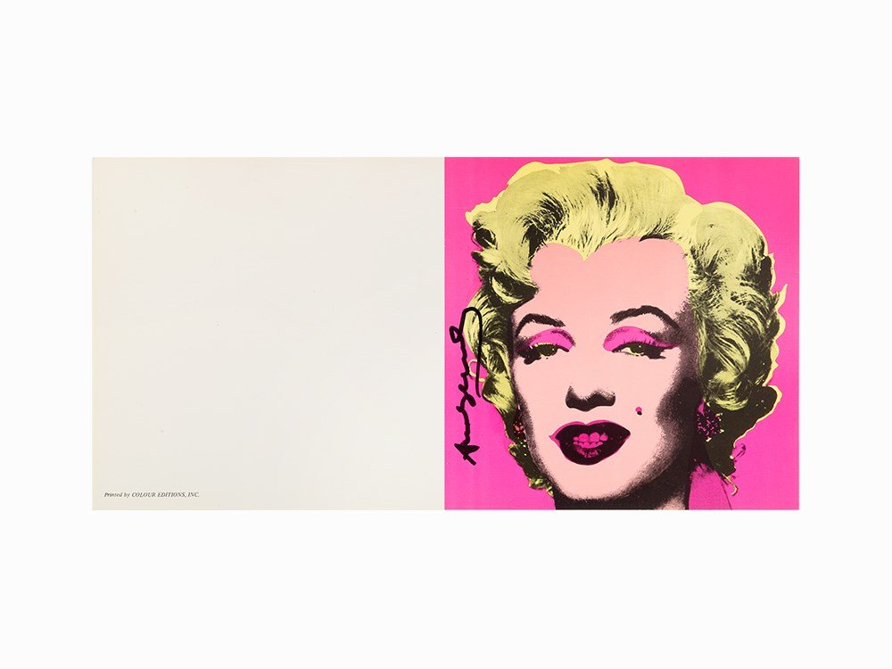 Andy Warhol, Marilyn Invitation, Silkscreen, 1981: Silkscreen in colors on paper USA, 1981 Andy Warhol (1928-1987) – American Pop artist Signed in felt tip pen ‘Andy Warhol’ Conceived in 1967 and printed in an edition of approximated 250 as an a