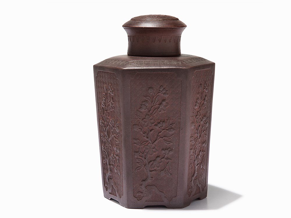 Yixing Tea Caddy and Cover, 20th C. (1 of 7)