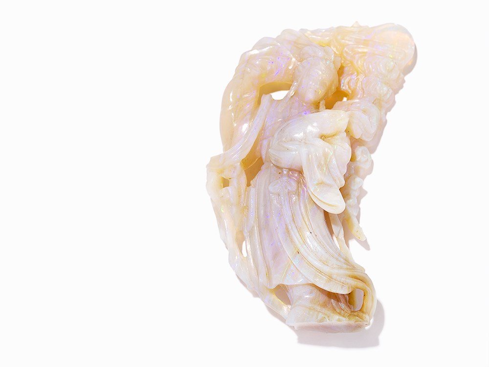 Carved Opal Figure of Chang'E and Rabbit, 20th C. (1 of 8)