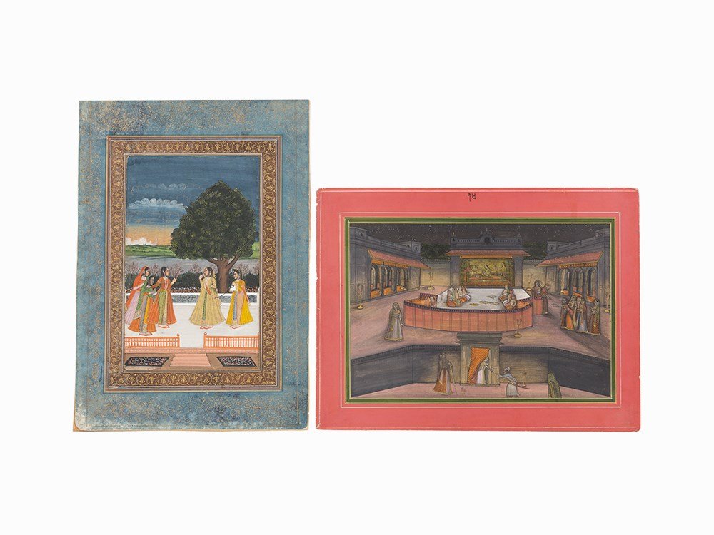 Two Indian Miniature Paintings, Rajasthan, 20th C. (1 of 10)