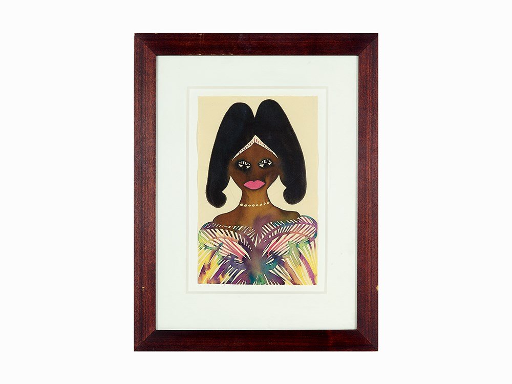 Chris Ofili, Untitled (Portrait), Watercolor, 2001 (1 of 7)