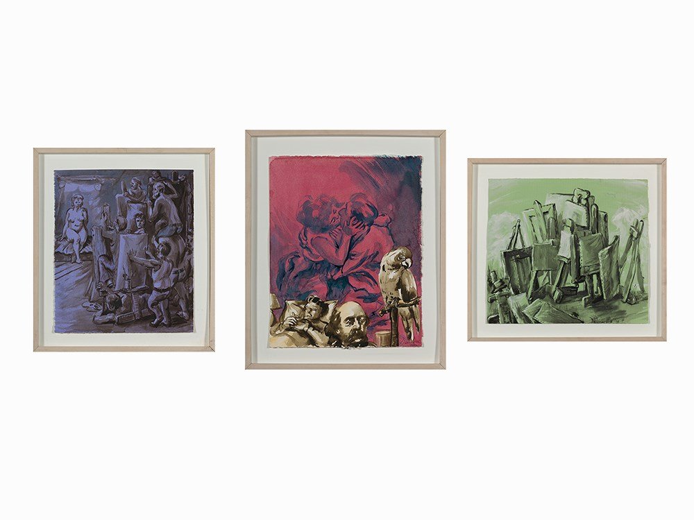 Don Doe, Group of 3 Watercolors, 2001: Group of 3 watercolors and ink on paper USA, 2001 Don Doe (b. 1963) – American artist Each signed in ink, ‘Dreams’ dated lower right Each framed Various sheet dimensions Frame dimensions, each: