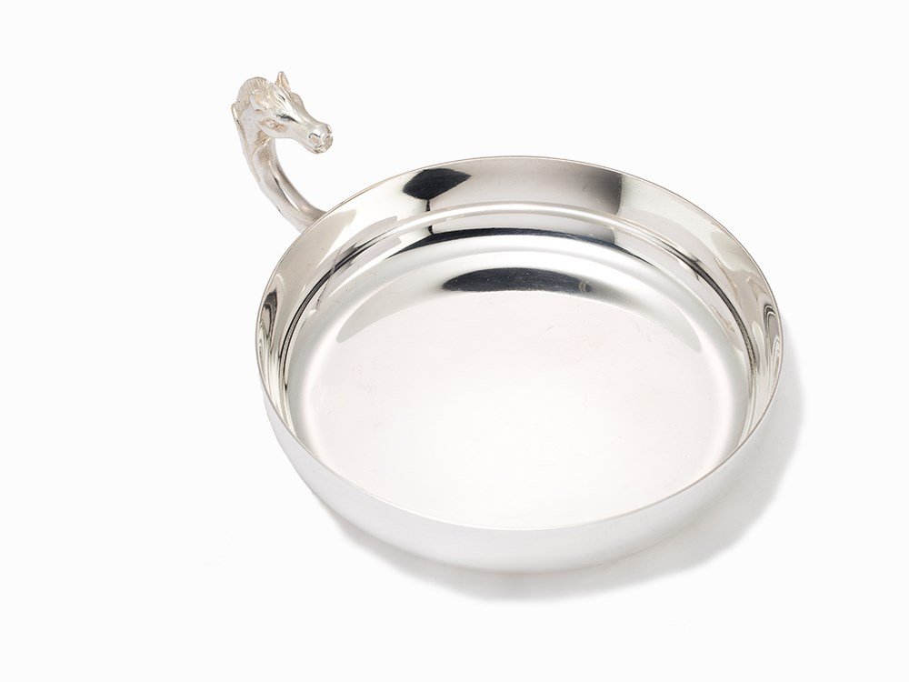 Hermès, Silver Horse Porringer, France, 20th C.: Electro-plated silver Paris, France, 20th century Hermès (1837-present) – French luxury company Stamped with manufacture’s mark along exterior rim ‘HERMÈS-PARIS’ / ‘MADE IN FRANCE [symbol]