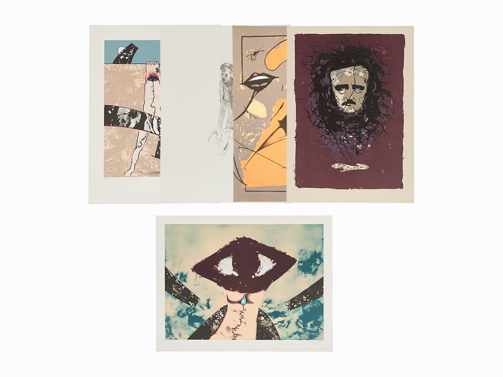 Dorothea Tanning, Group of 5 Lithographs, 1985-1992: Group of 5 lithographs on various papers USA, 1985-1992 Dorothea Tanning (1910-2012) – American painter and writer ‘Anabella’ signed and dated in pencil, numbered ‘PP 3/4’ ‘Poem’ signed 