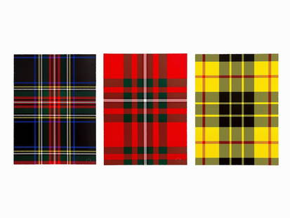 Sarah Charlesworth, ‘Tartan’, Set of Photolithographs,: Complete set of 3 photolithographs in colors on Ragcoat paper USA, 1986 Sarah Charlesworth (1947-2013) – American Conceptual artist and photographer Each signed with the artist’s initials and date