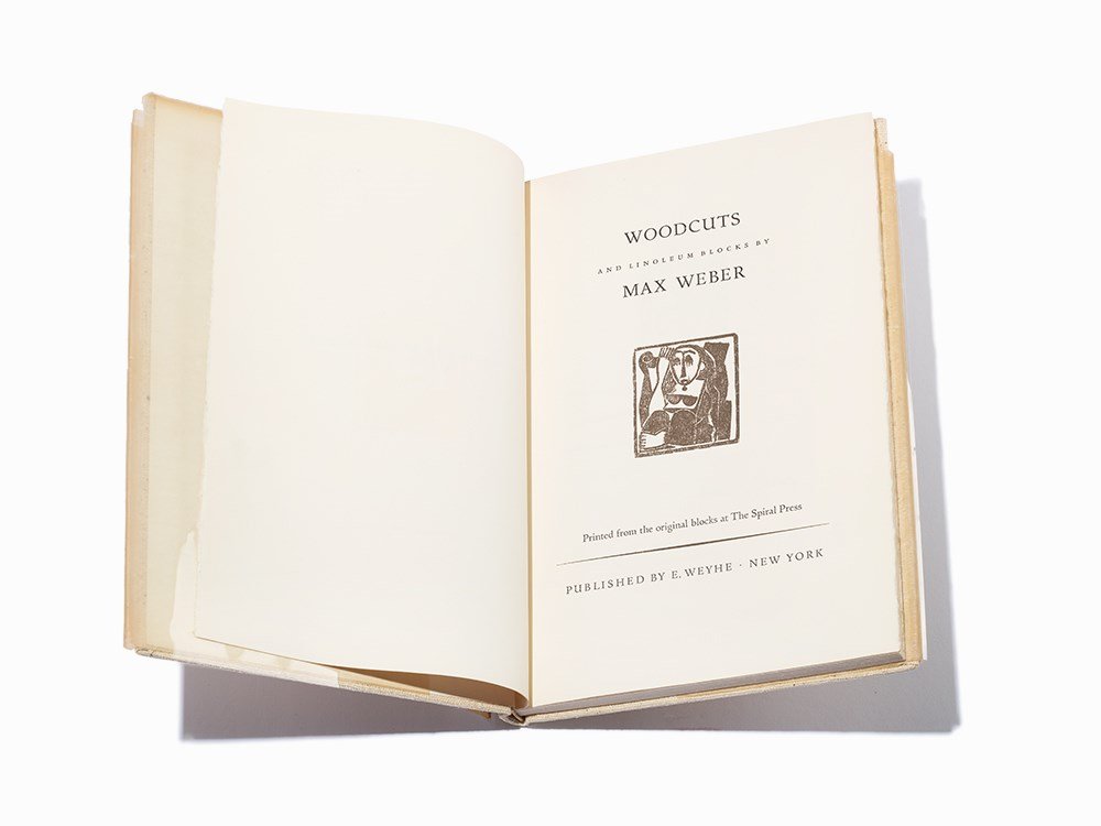 Max Weber, “Woodcuts and Linoleum Blocks,” Signed, NY,: Max Weber (1881-1961) – Jewish-American artist Printed by Spiral Press. New York: Weyhe, 1956. Number 30 from a limited edition signed by the artist in ink on the justification page 8vo (253 x 173 m