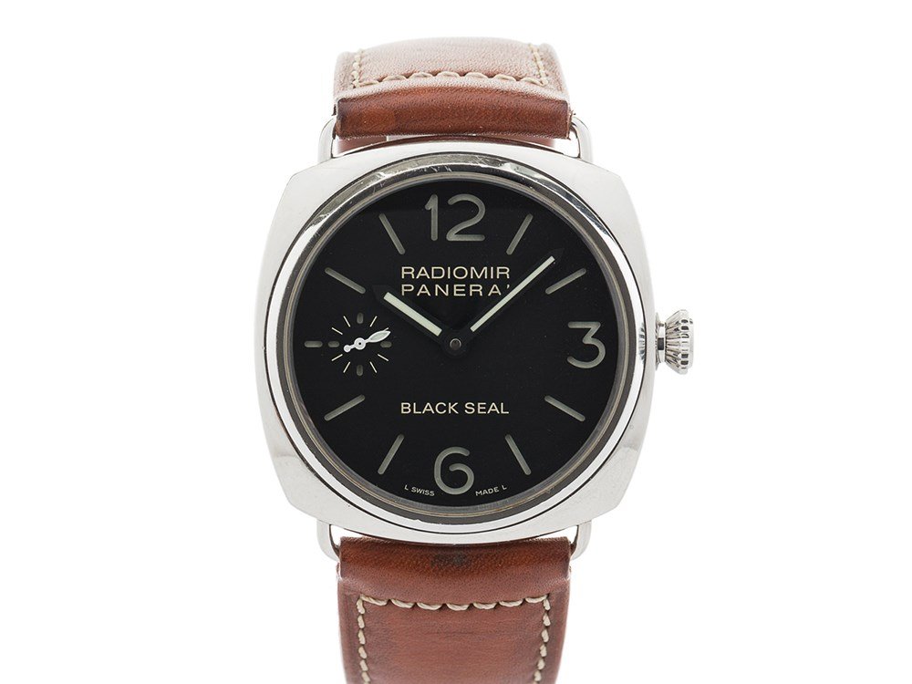 Panerai Radiomir Black Seal, Ref. PAM 183, Switzerland,: Panerai Radiomir Black Seal, Ref. PAM 183 Switzerland, circa 2004 Manual movement, caliber OP XI, 17 jewels; hours, minutes, seconds Black dial with indented (sandwich) white luminous Arabic numeral a