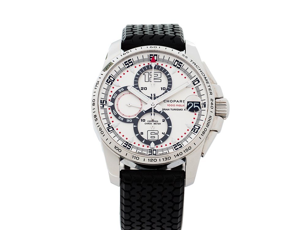 Chopard Mille Miglia GT XL Chrono, Ref. 168459-3015,: Chopard Mille Miglia GT XL Chrono, Ref. 168459-3015 Switzerland, circa 2015 Automatic movement, caliber ETA Valgranges A07-211, 25 jewels, No. 98743; hours, minutes, seconds, date, chronograph Matte S