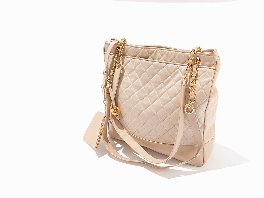 Chanel, Beige Canvas & Leather Shoulder Bag, c.1993 (1 of 10)