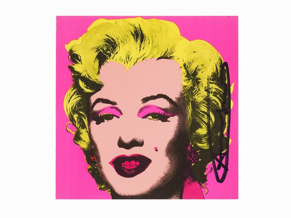 Andy Warhol, Marilyn (Invitation), Signed, Silkscreen,: Silkscreen in colors on wove paper USA, 1981 Andy Warhol (1928-1987) – American Pop artist Approximately 300 signed as an invitation for the exhibition, “Andy Warhol: A Print Retrospective 1963-19