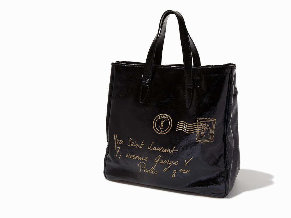 Yves Saint Laurent, Black Patent Leather Raspail Tote, (1 of 10)