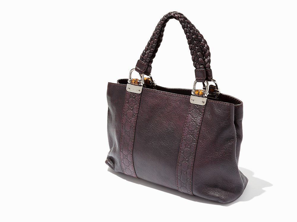 Gucci, Dark Plum Leather Tote Bag, c. Late 20th C (1 of 9)