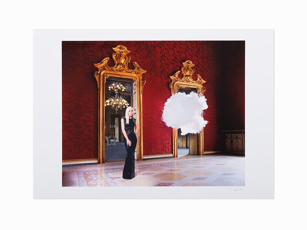 Berndnaut Smilde, ‘Donatella Versace: Iconoclouds’,: Digital chromogenic print Netherlands, 2013 Collaboration between Simon Procter and Berndnaut Smilde (b. 1978) – Dutch visual artist From ‘Iconoclouds’ series Artists’ blindstamps in lower rec