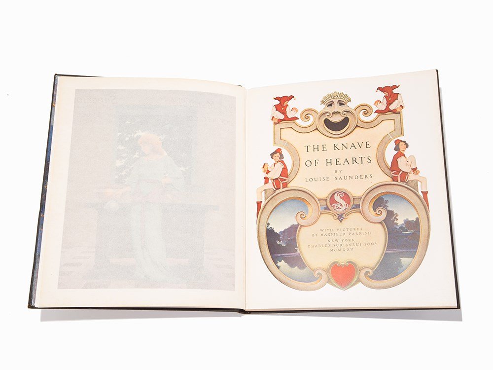 Maxfield Parrish, “The Knave of Hearts,” 1925, First Ed: Louise Saunders (1893-1965) – American author Maxfield Parrish (1870-1966) – America11 full n artist and illustrator “The Knave of Hearts.” New York: Charles Scribner’s Sons, 1925. First edi