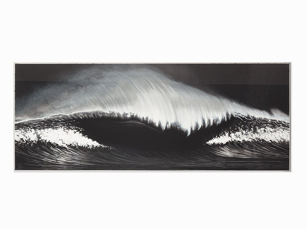 Robert Longo, ‘Wave’, Lithograph & Silkscreen, 2003: Lithograph and silkscreen on wove paper USA, 2003 Robert Longo (b. 1953) – American artist Signed and dated in pencil, numbered 26/108 Published by Lincoln Center, New York Full sheet printed, frame
